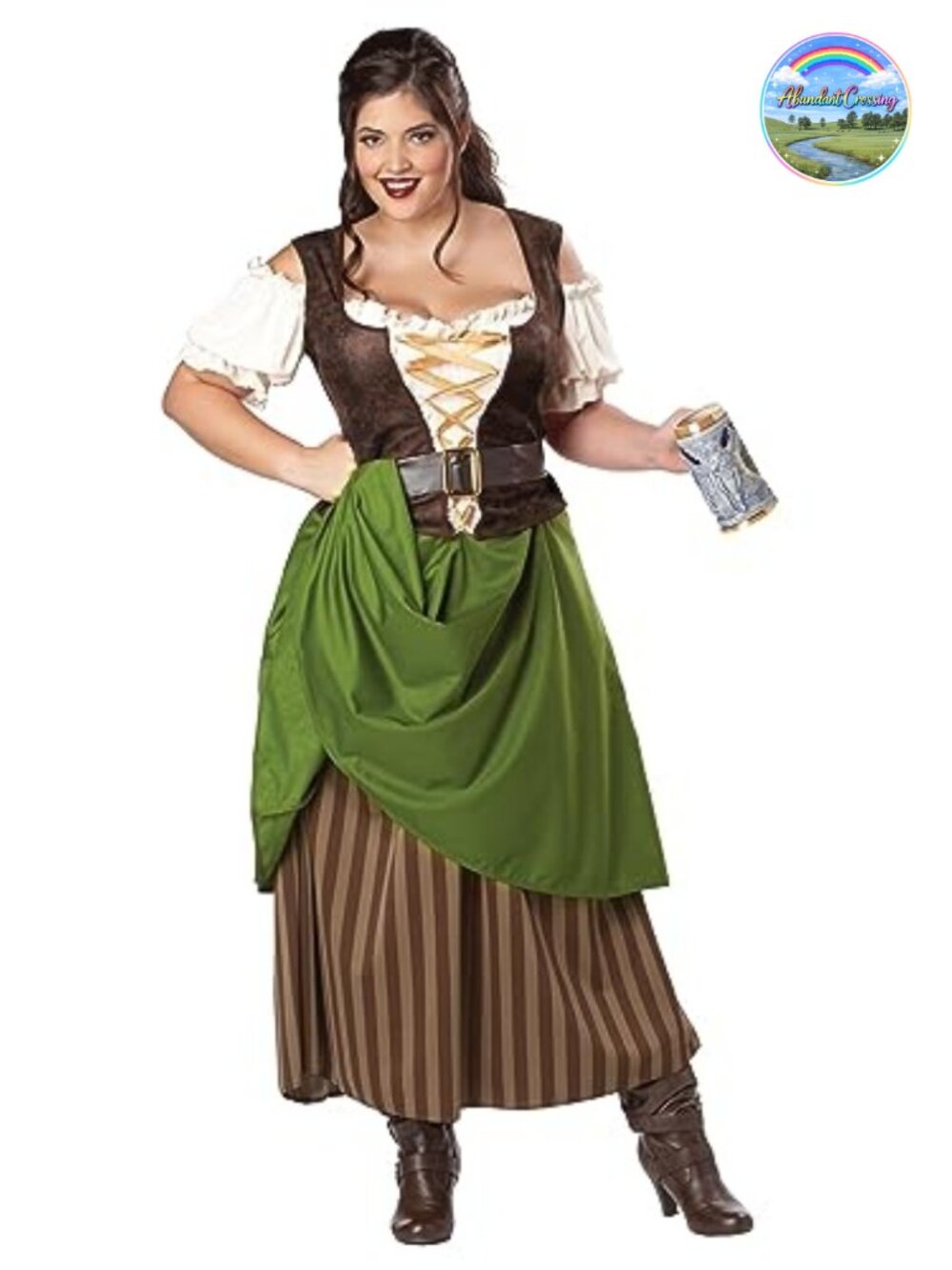 Tavern Maiden Costume Plus Size Renaissance Dress with Belt
